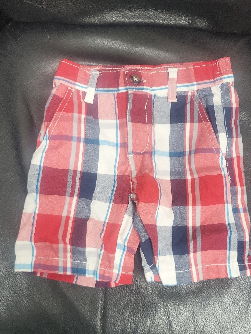 U.S. Polo Assn. Red Navy White Plaid Kids Shorts